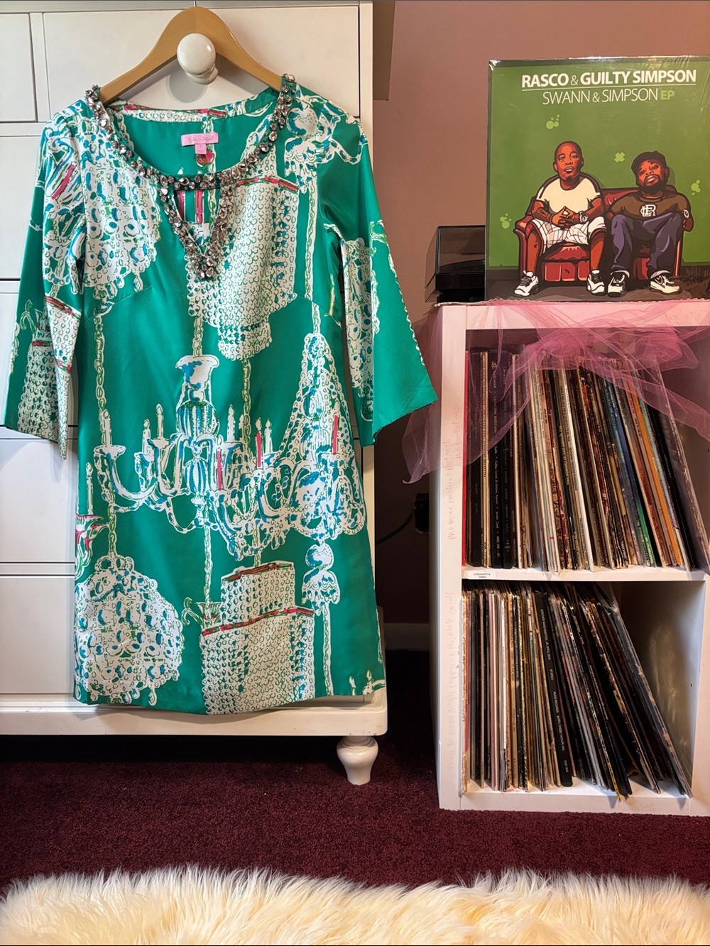 Lilly Pulitzer Abella Dress Printed in Jewel Green Swingers Holy Grail Print 2 4